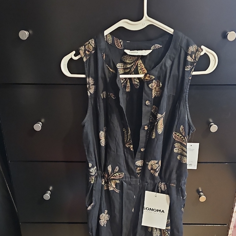 Sonoma Black Floral Sleeveless Dress
